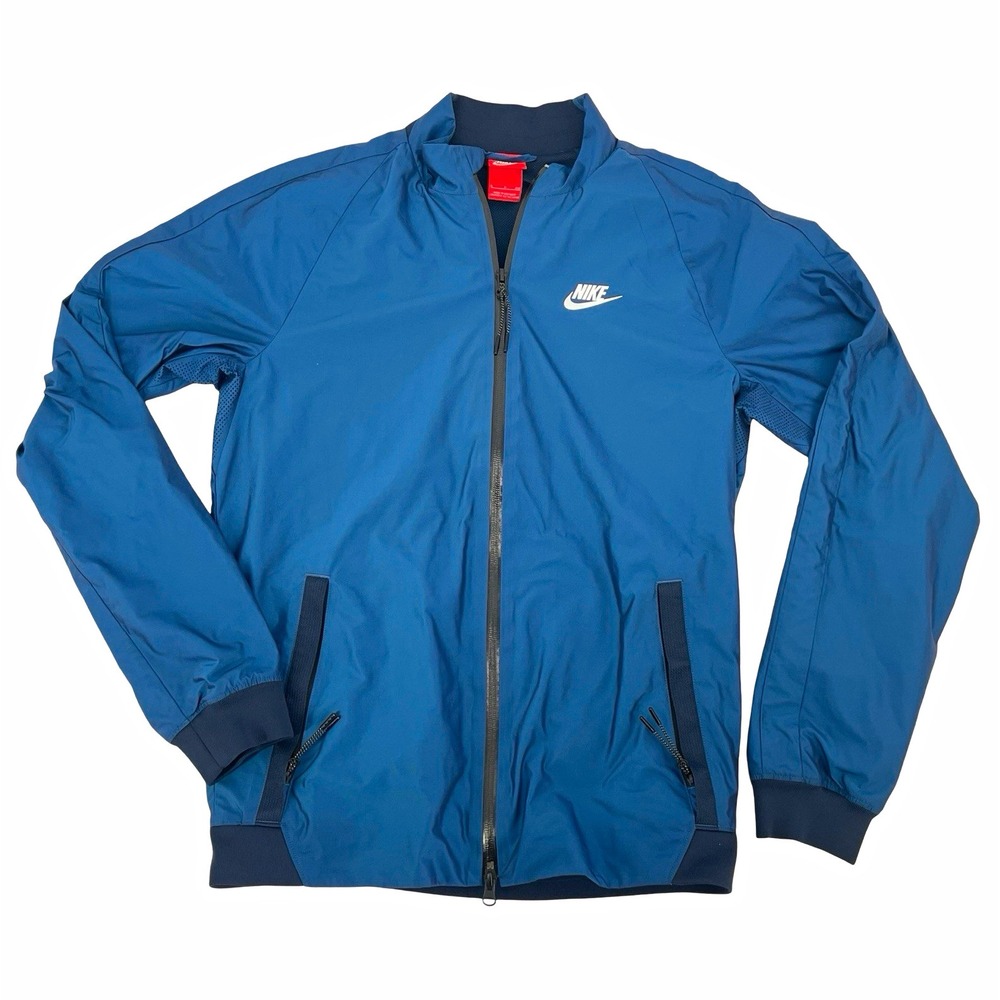 Nike Men's Blue Track Jacket Size S Full Zip Mesh Lined Pockets Gym